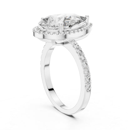 14K Rose Gold Pear & Round Lab-Grown Diamond Stud Ring for Women – Pure Carat