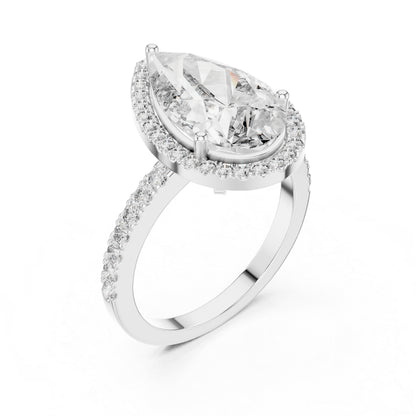 14K Rose Gold Pear & Round Lab-Grown Diamond Stud Ring for Women – Pure Carat
