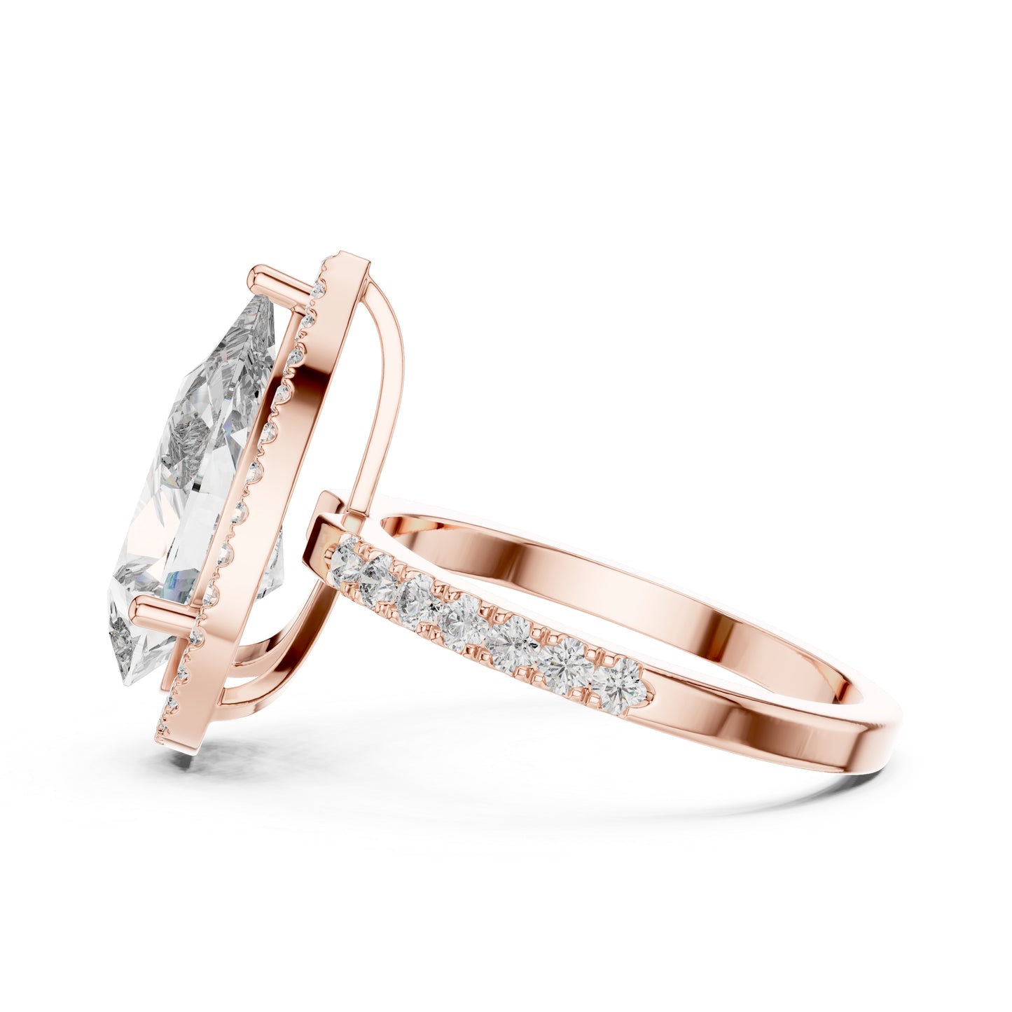 14K Rose Gold Pear & Round Lab-Grown Diamond Stud Ring for Women – Pure Carat