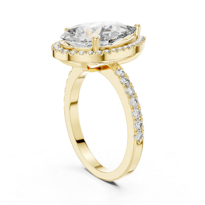 14K Rose Gold Pear & Round Lab-Grown Diamond Stud Ring for Women – Pure Carat