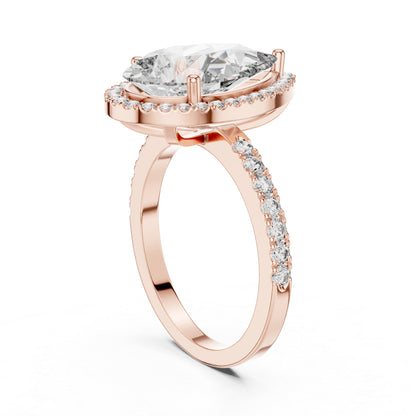 14K Rose Gold Pear & Round Lab-Grown Diamond Stud Ring for Women – Pure Carat
