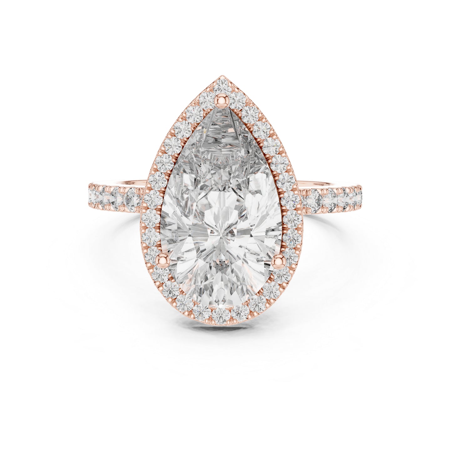 14K Rose Gold Pear & Round Lab-Grown Diamond Stud Ring for Women – Pure Carat