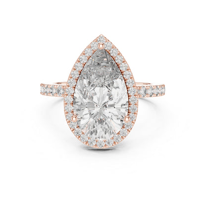 14K Rose Gold Pear & Round Lab-Grown Diamond Stud Ring for Women – Pure Carat