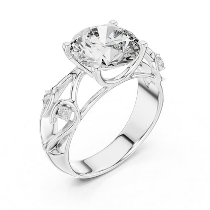 18K Yellow Gold Round Lab-Grown Diamond Bridal Ring for Women – Pure Carat