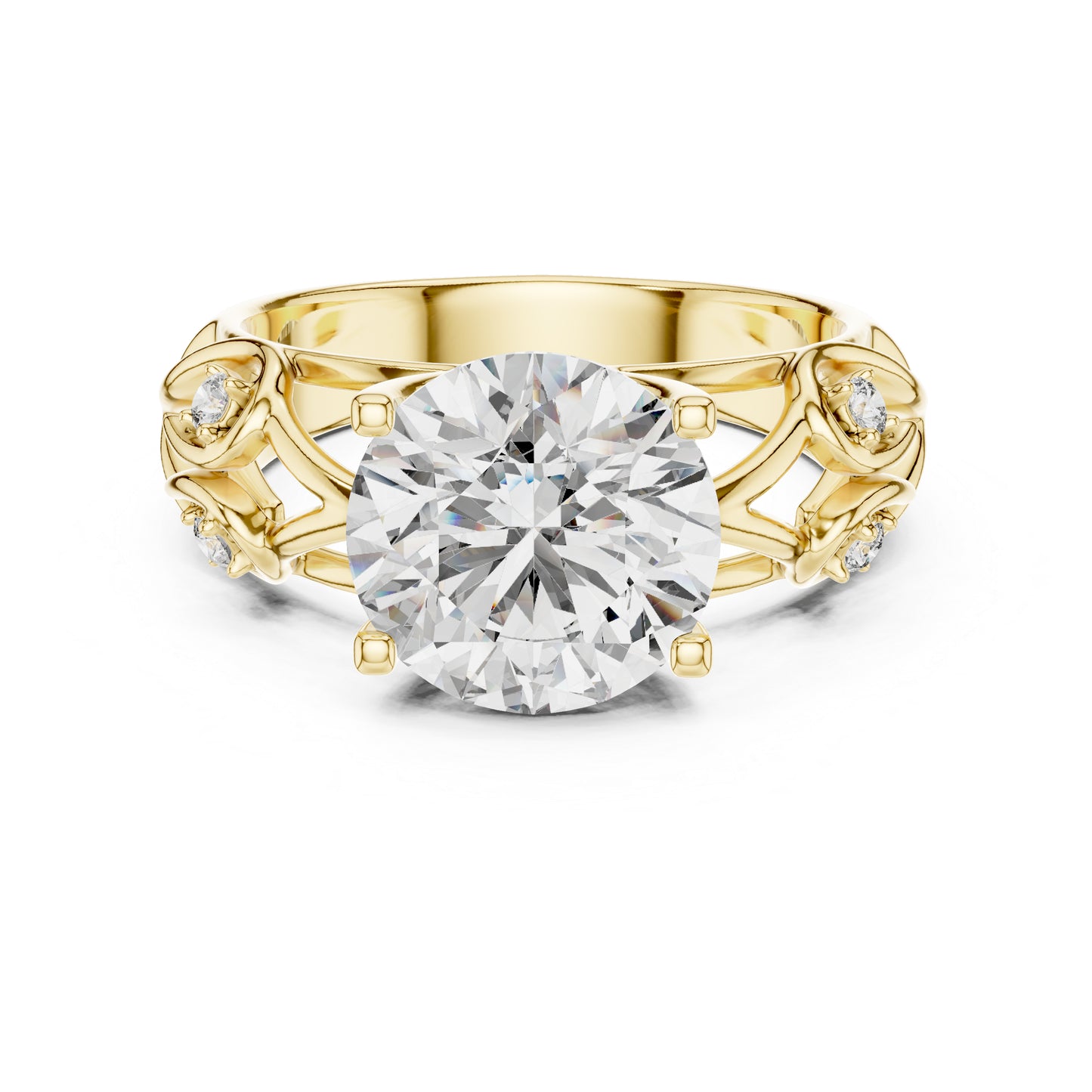 18K Yellow Gold Round Lab-Grown Diamond Bridal Ring for Women – Pure Carat