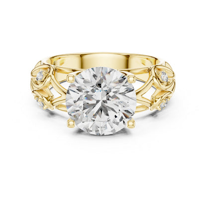 18K Yellow Gold Round Lab-Grown Diamond Bridal Ring for Women – Pure Carat