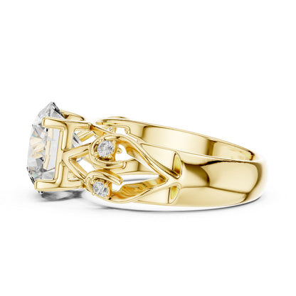 18K Yellow Gold Round Lab-Grown Diamond Bridal Ring for Women – Pure Carat