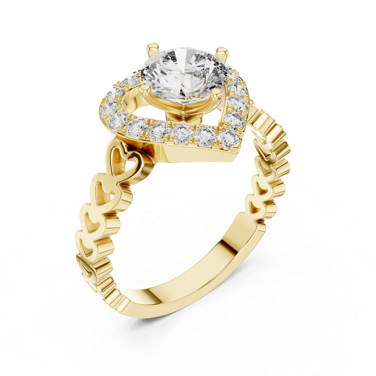 18K Rose Gold Round Diamond Drop Ring for Women Wedding Jewellery Pure Carat