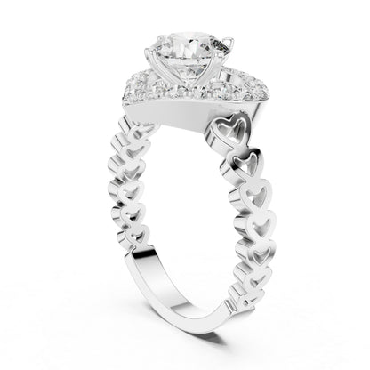 18K Rose Gold Round Diamond Drop Ring for Women Wedding Jewellery Pure Carat