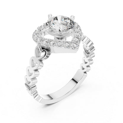 18K Rose Gold Round Diamond Drop Ring for Women Wedding Jewellery Pure Carat