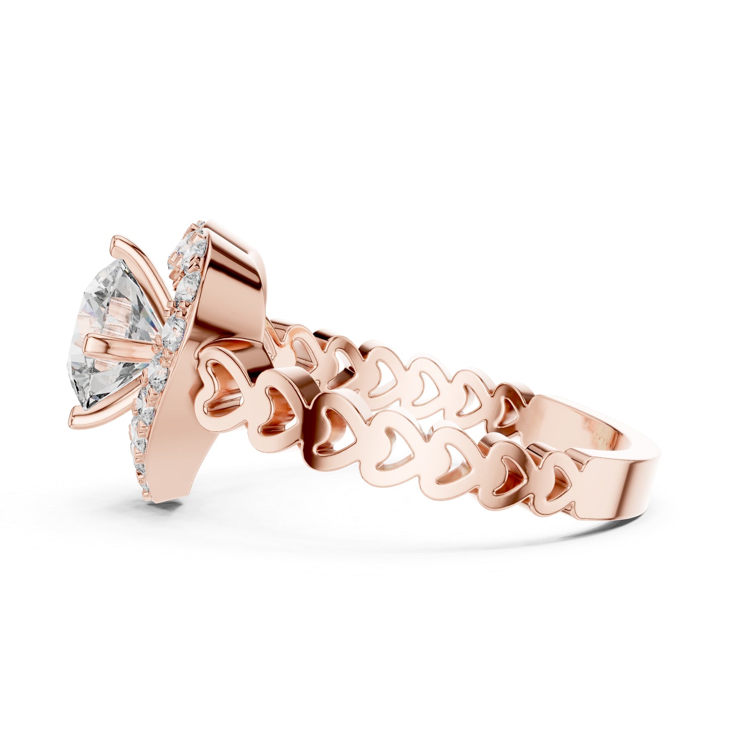 18K Rose Gold Round Diamond Drop Ring for Women Wedding Jewellery Pure Carat