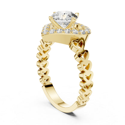 18K Rose Gold Round Diamond Drop Ring for Women Wedding Jewellery Pure Carat