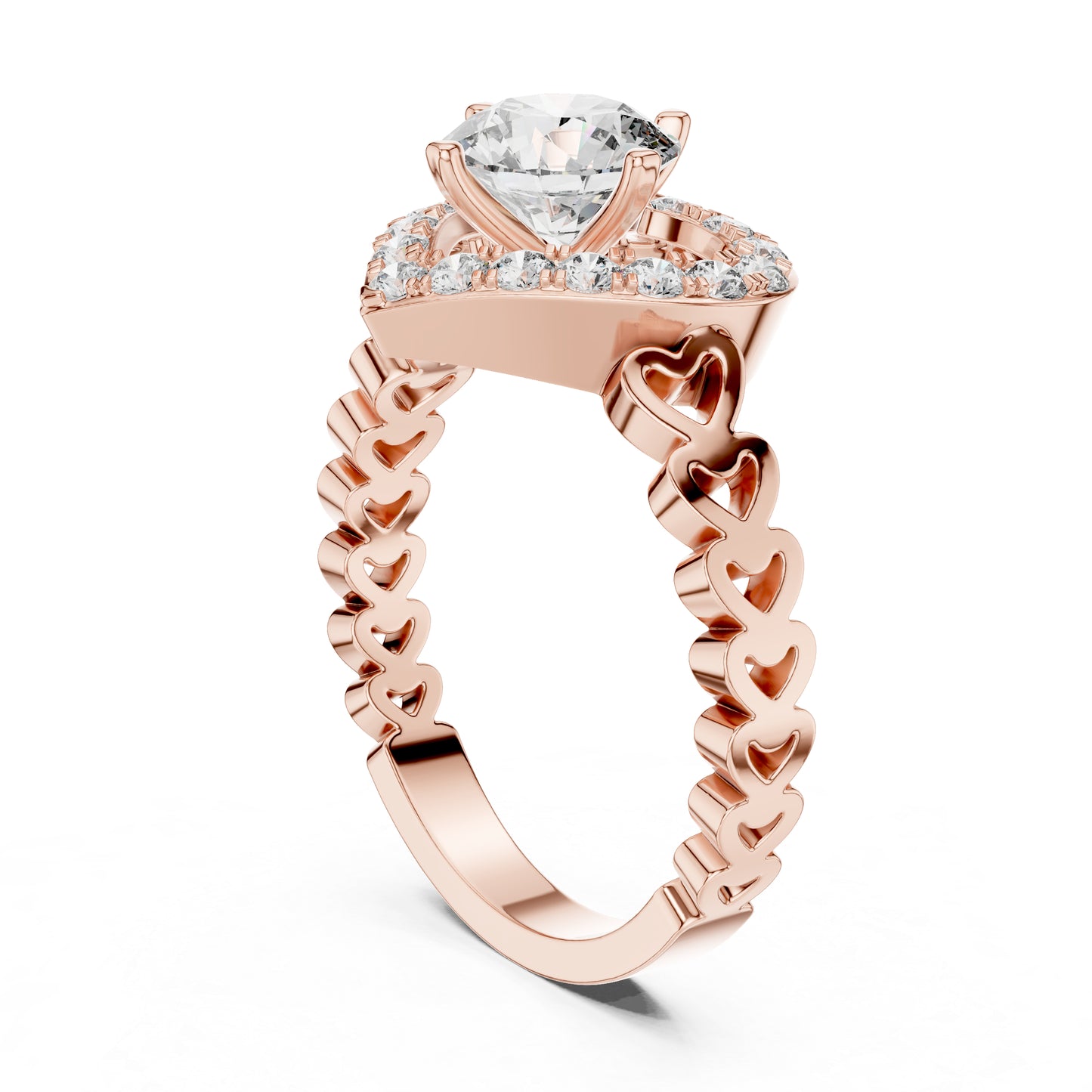 18K Rose Gold Round Diamond Drop Ring for Women Wedding Jewellery Pure Carat