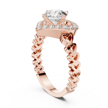 18K Rose Gold Round Diamond Drop Ring for Women Wedding Jewellery Pure Carat