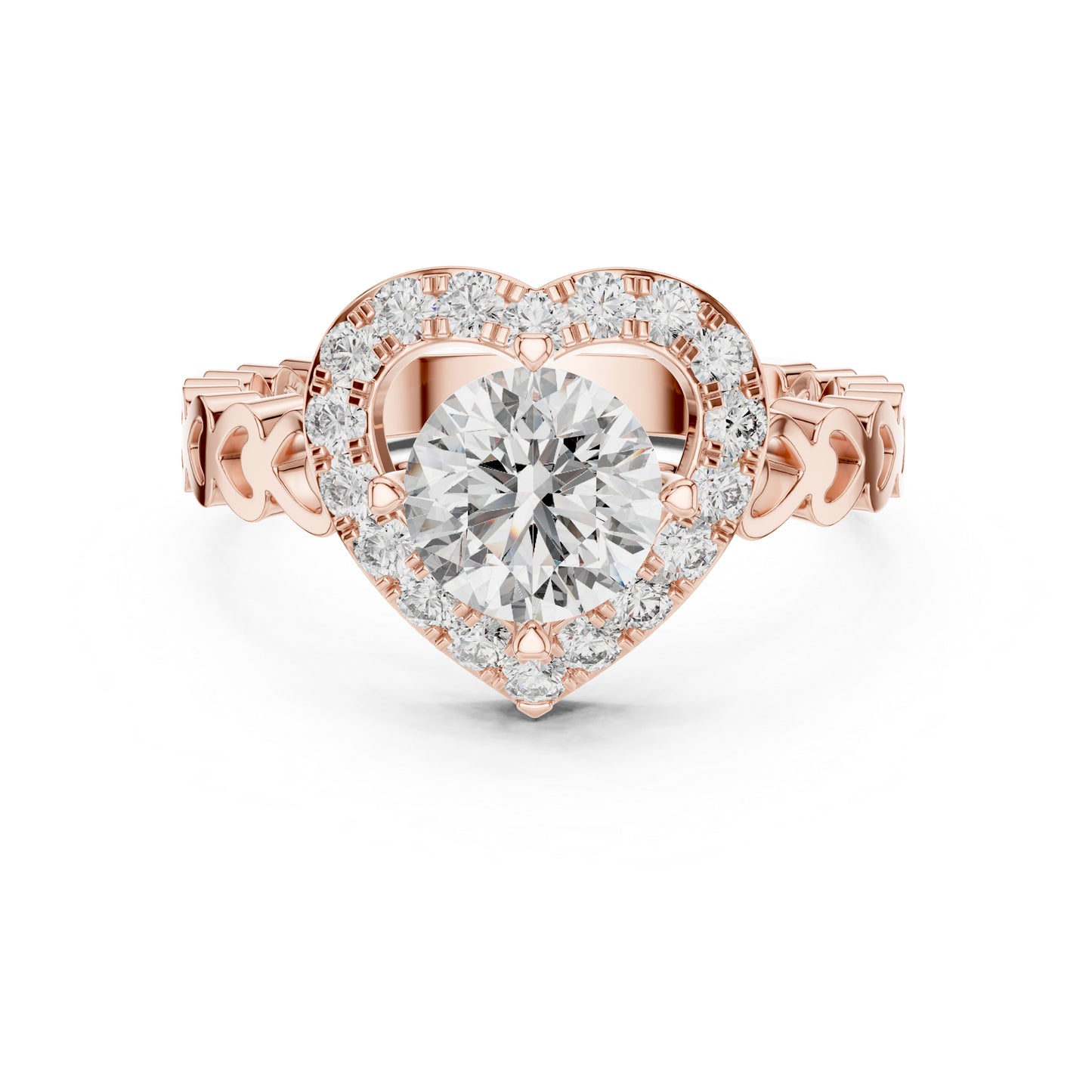 18K Rose Gold Round Diamond Drop Ring for Women Wedding Jewellery Pure Carat