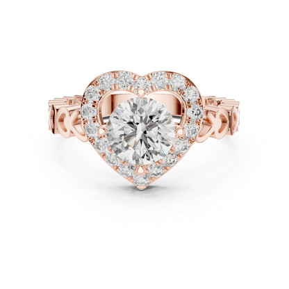 18K Rose Gold Round Diamond Drop Ring for Women Wedding Jewellery Pure Carat