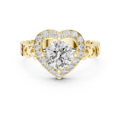 18K Rose Gold Round Diamond Drop Ring for Women Wedding Jewellery Pure Carat