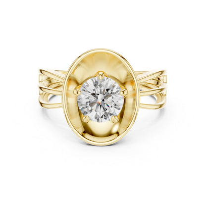 14K Yellow Gold Round Lab-Grown Diamond Engagement Ring – Pure Carat