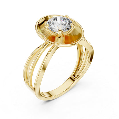 14K Yellow Gold Round Lab-Grown Diamond Engagement Ring – Pure Carat
