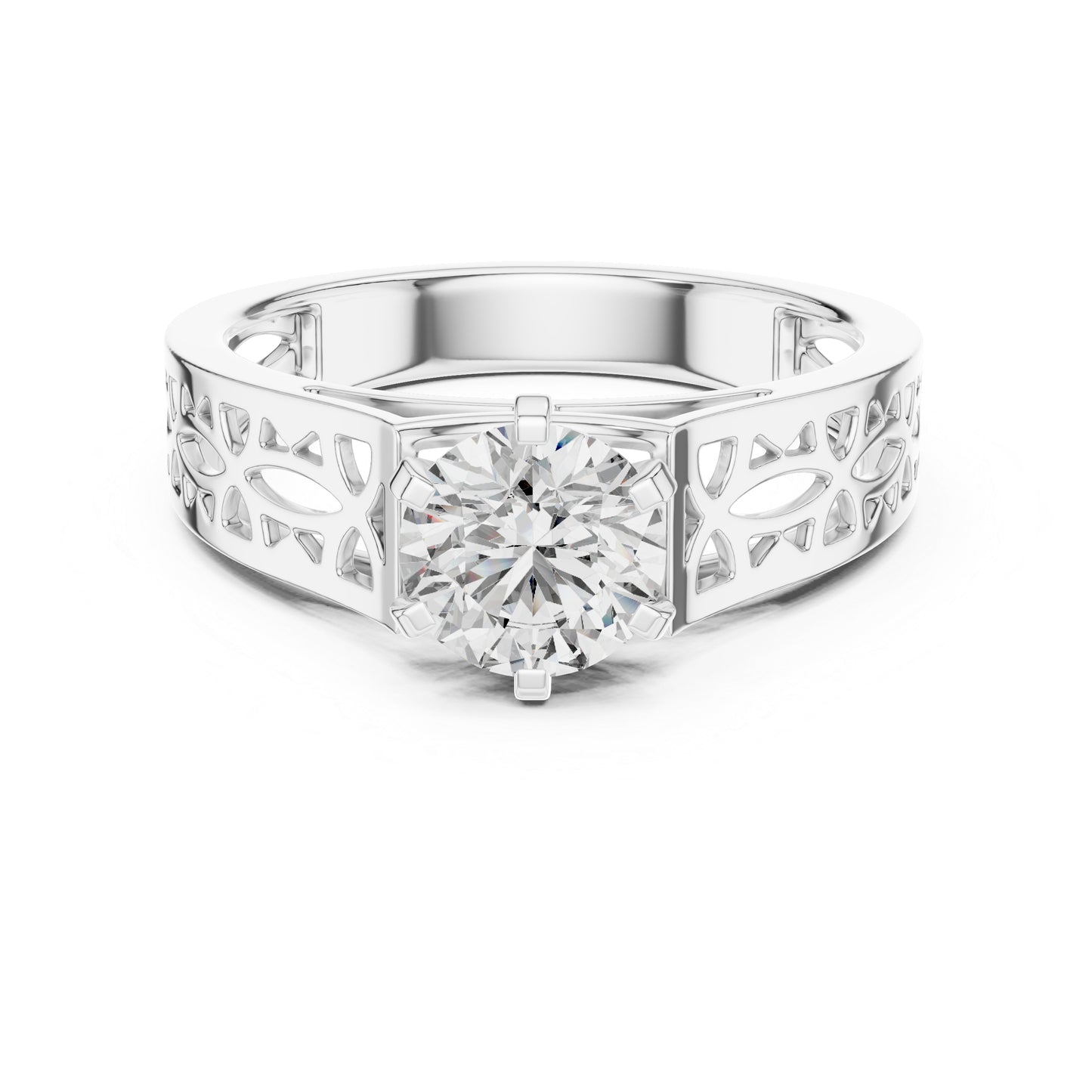 Round Lab-Grown Diamond Ring in 18K White Gold – Pure Carat
