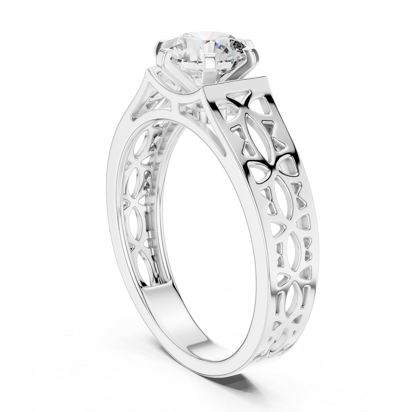 Round Lab-Grown Diamond Ring in 18K White Gold – Pure Carat
