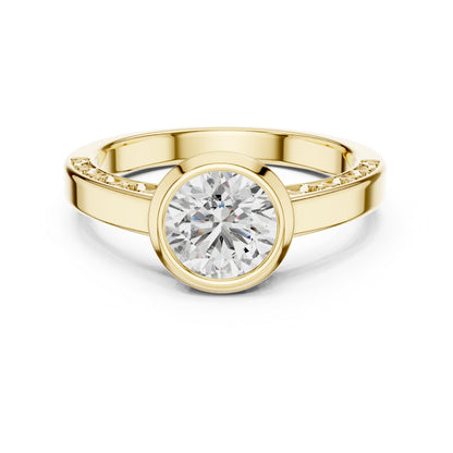14K Rose Gold Round Lab-Grown Diamond Bridal Stud Ring – Pure Carat