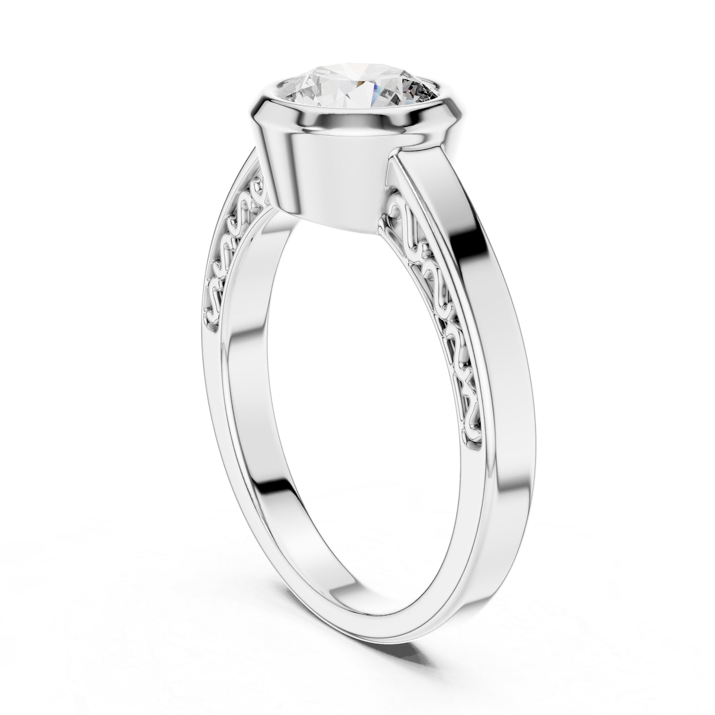 14K Rose Gold Round Lab-Grown Diamond Bridal Stud Ring – Pure Carat