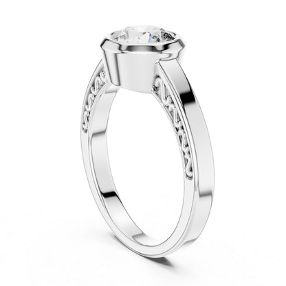14K Rose Gold Round Lab-Grown Diamond Bridal Stud Ring – Pure Carat