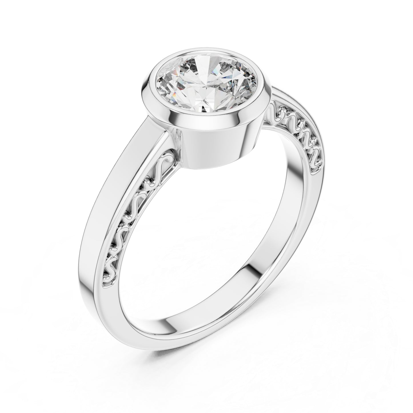 14K Rose Gold Round Lab-Grown Diamond Bridal Stud Ring – Pure Carat
