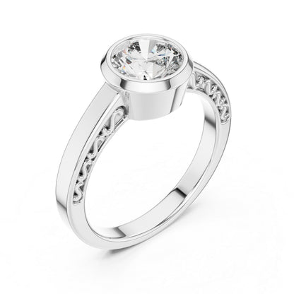 14K Rose Gold Round Lab-Grown Diamond Bridal Stud Ring – Pure Carat