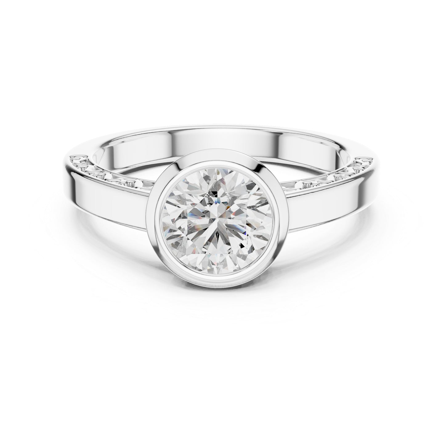 14K Rose Gold Round Lab-Grown Diamond Bridal Stud Ring – Pure Carat