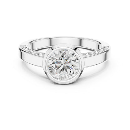 14K Rose Gold Round Lab-Grown Diamond Bridal Stud Ring – Pure Carat