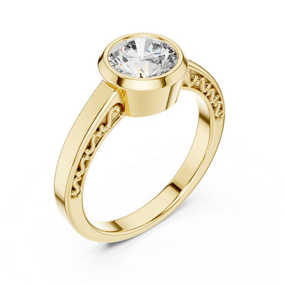 14K Rose Gold Round Lab-Grown Diamond Bridal Stud Ring – Pure Carat