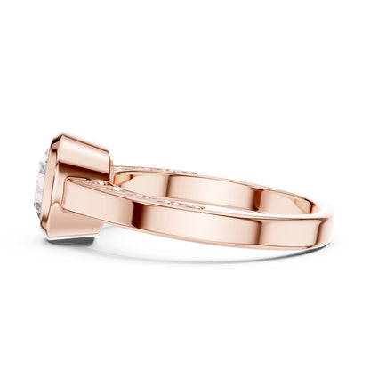 14K Rose Gold Round Lab-Grown Diamond Bridal Stud Ring – Pure Carat