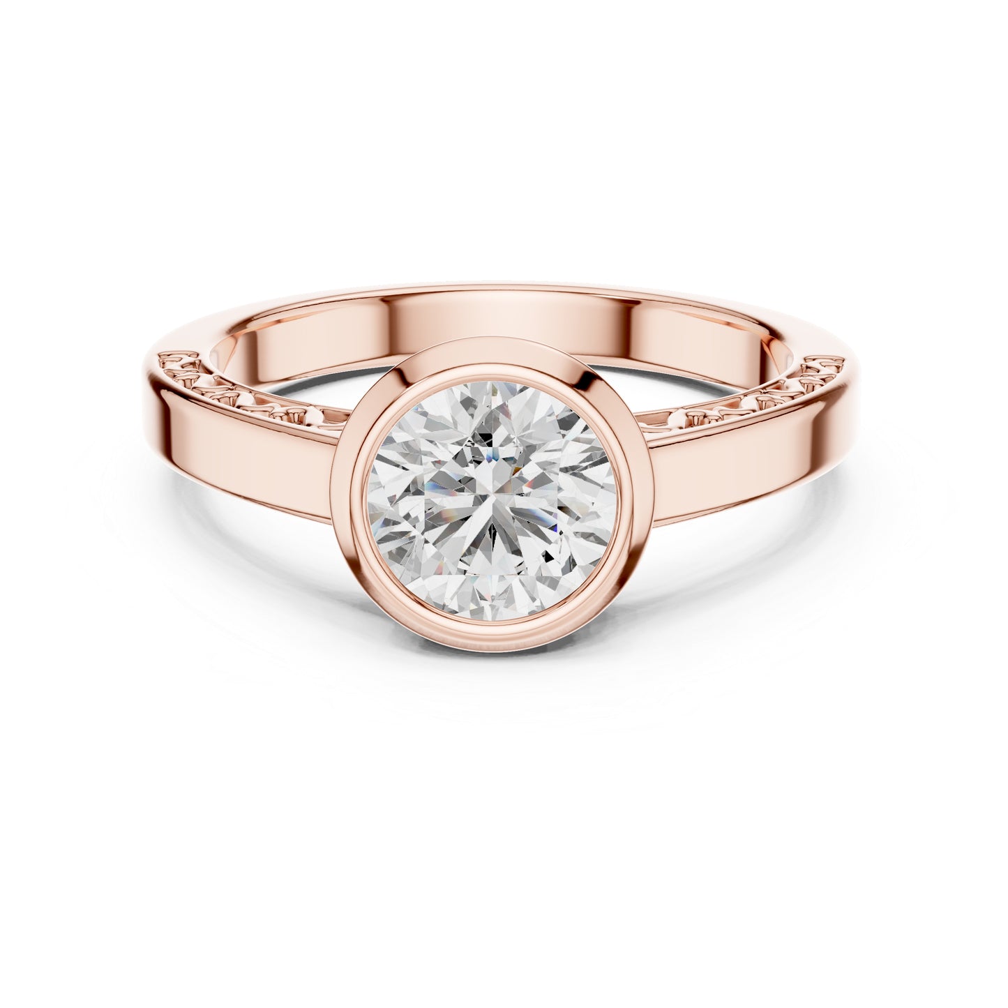 14K Rose Gold Round Lab-Grown Diamond Bridal Stud Ring – Pure Carat