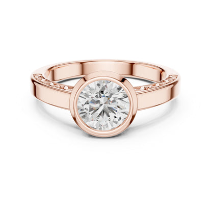 14K Rose Gold Round Lab-Grown Diamond Bridal Stud Ring – Pure Carat