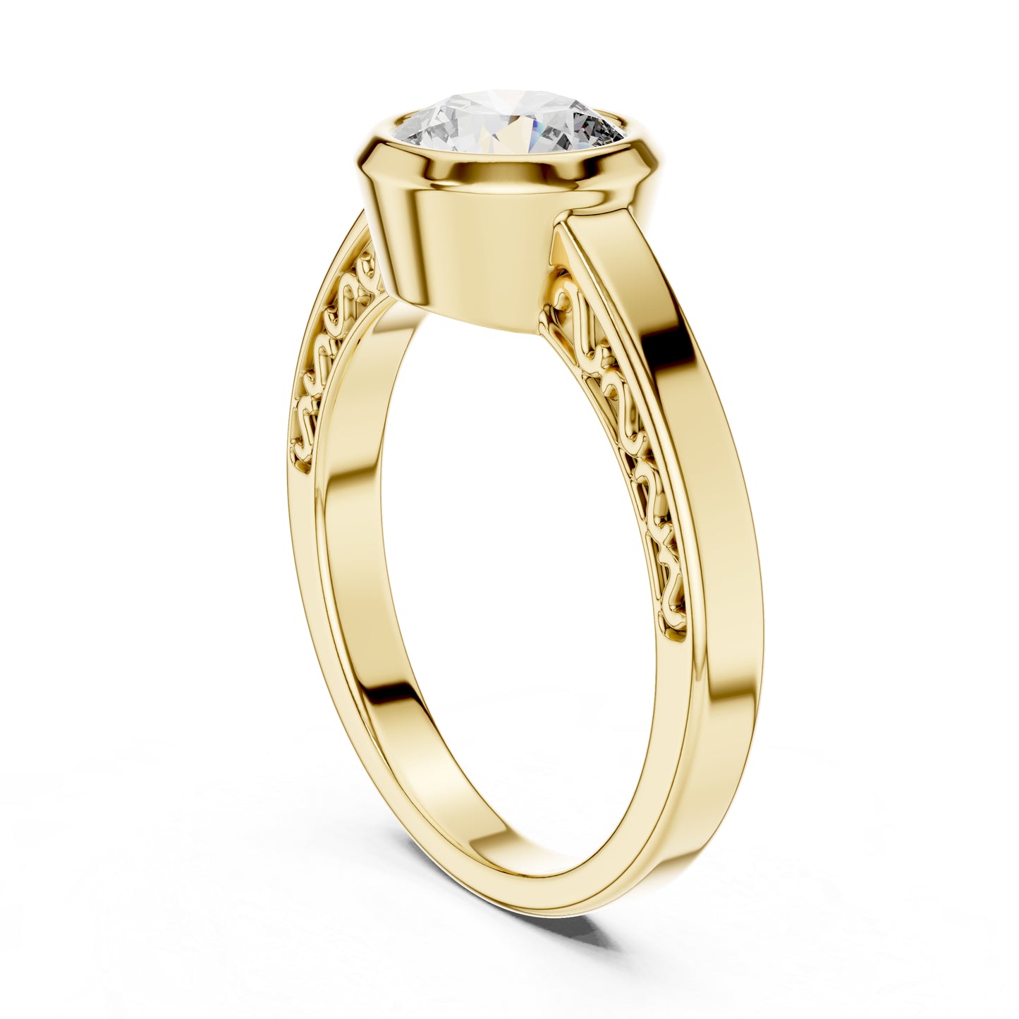 14K Rose Gold Round Lab-Grown Diamond Bridal Stud Ring – Pure Carat
