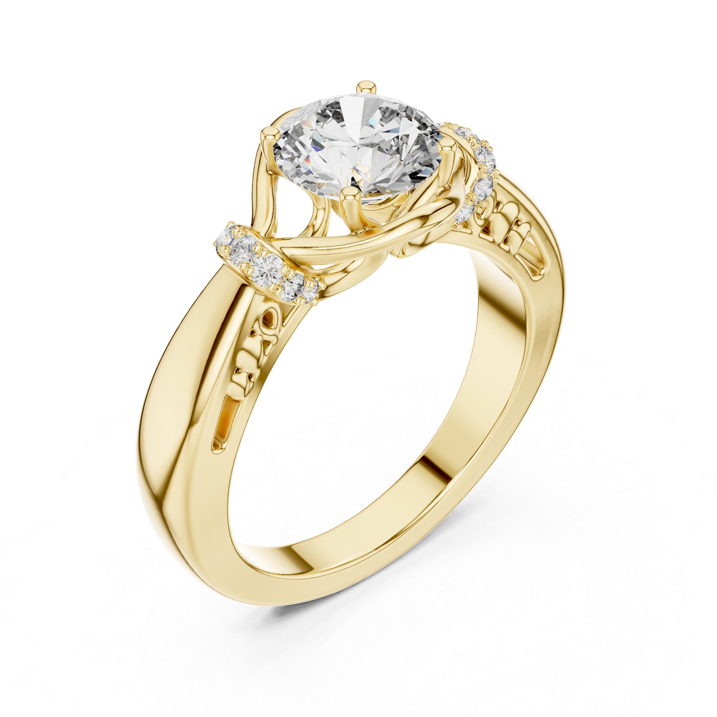 Round Lab-Grown Diamond Anniversary Ring in 18K Yellow Gold – Pure Carat