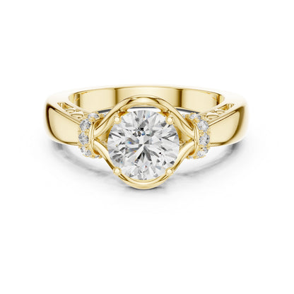 Round Lab-Grown Diamond Anniversary Ring in 18K Yellow Gold – Pure Carat