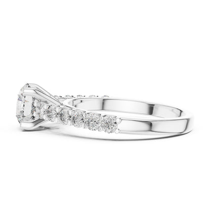 14K White Gold Round Lab-Grown Diamond Drop Ring for Women Office Wear Pure Carat