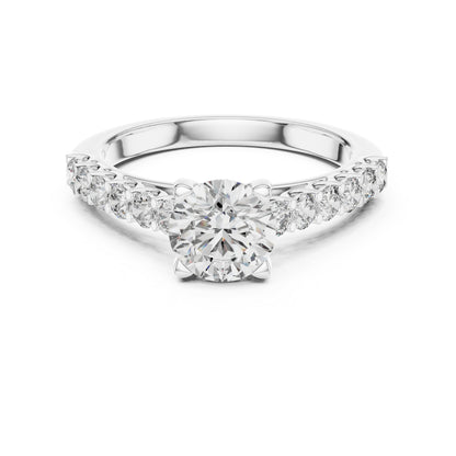 14K White Gold Round Lab-Grown Diamond Drop Ring for Women Office Wear Pure Carat