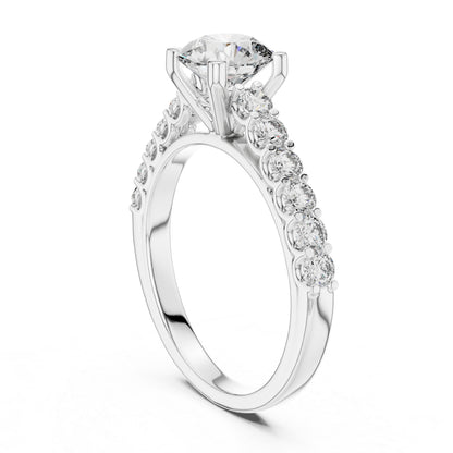 14K White Gold Round Lab-Grown Diamond Drop Ring for Women Office Wear Pure Carat