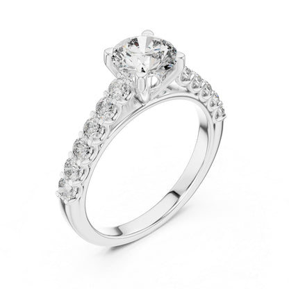 14K White Gold Round Lab-Grown Diamond Drop Ring for Women Office Wear Pure Carat