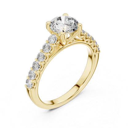 14K White Gold Round Lab-Grown Diamond Drop Ring for Women Office Wear Pure Carat