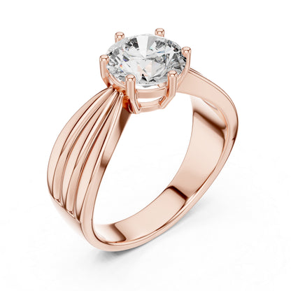 14K Yellow Gold Round Lab-Grown Diamond Party Wear Ring – Pure Carat