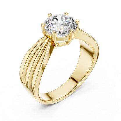 14K Yellow Gold Round Lab-Grown Diamond Party Wear Ring – Pure Carat