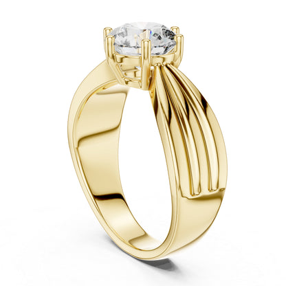 14K Yellow Gold Round Lab-Grown Diamond Party Wear Ring – Pure Carat