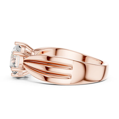 14K Yellow Gold Round Lab-Grown Diamond Party Wear Ring – Pure Carat