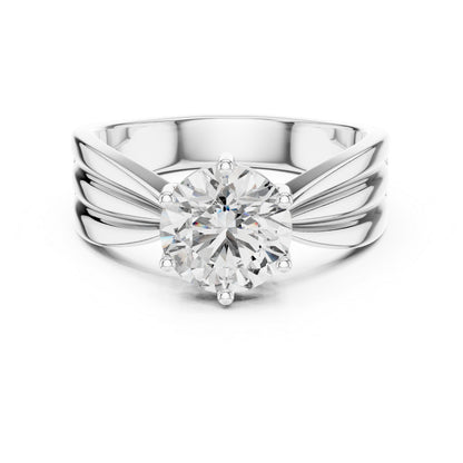 14K Yellow Gold Round Lab-Grown Diamond Party Wear Ring – Pure Carat