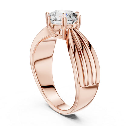 14K Yellow Gold Round Lab-Grown Diamond Party Wear Ring – Pure Carat